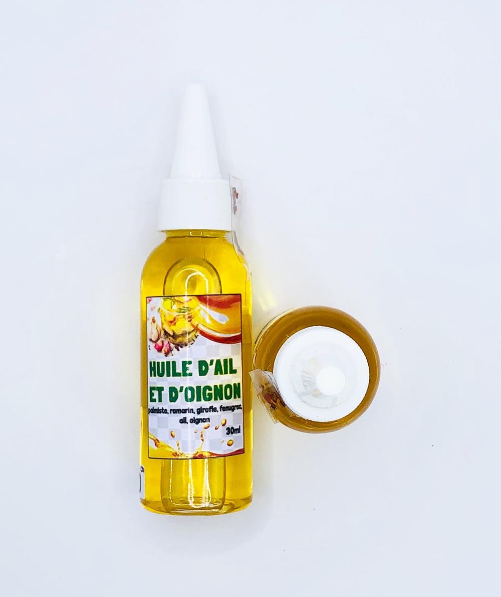 Huile capillaire d’ail et d’oignon
